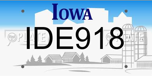 IDE918 Iowa License Plate