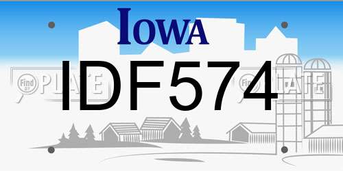 IDF574 Iowa License Plate