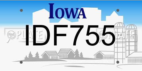 IDF755 Iowa License Plate