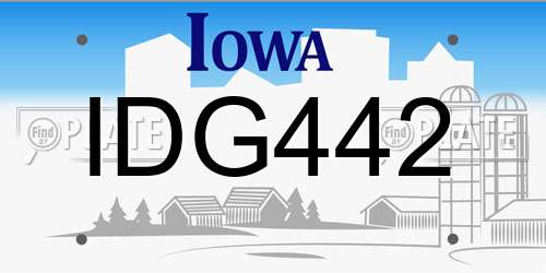 IDG442 Iowa License Plate