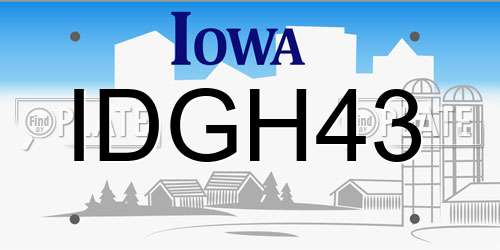 IDGH43 Iowa License Plate