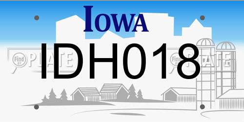 IDH018 Iowa License Plate