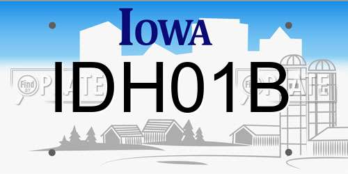 IDH01B Iowa License Plate