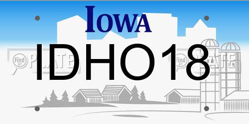 IDHO18 Iowa License Plate