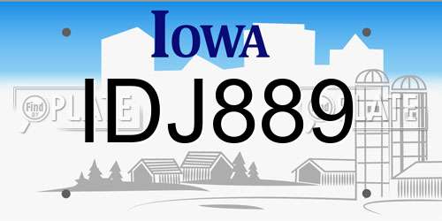 IDJ889 Iowa License Plate