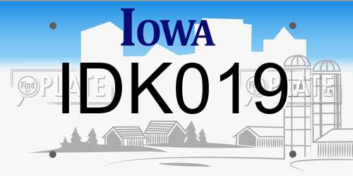 IDK019 Iowa License Plate