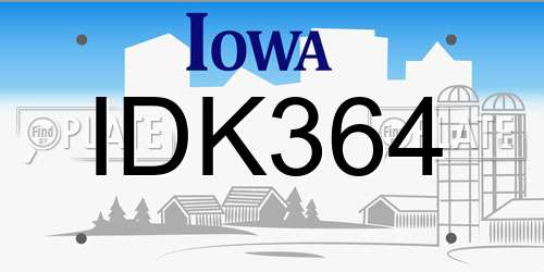 IDK364 Iowa License Plate