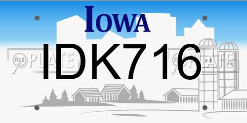 IDK716 Iowa License Plate