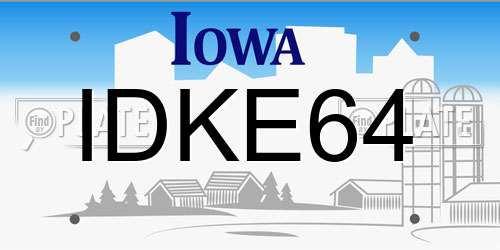 IDKE64 Iowa License Plate
