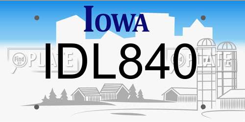 IDL840 Iowa License Plate