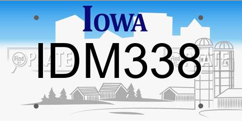IDM338 Iowa License Plate