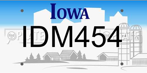 IDM454 Iowa License Plate