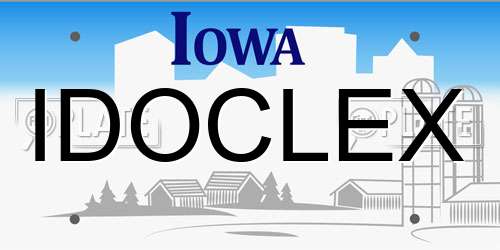 IDOCLEX Iowa License Plate