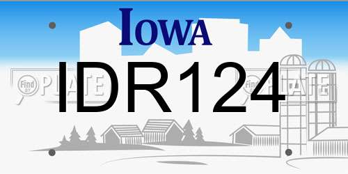IDR124 Iowa License Plate