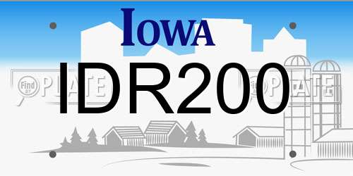 IDR200 Iowa License Plate