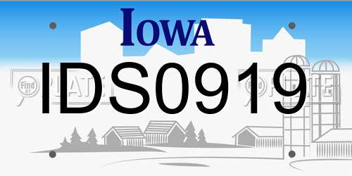 IDS0919 Iowa License Plate