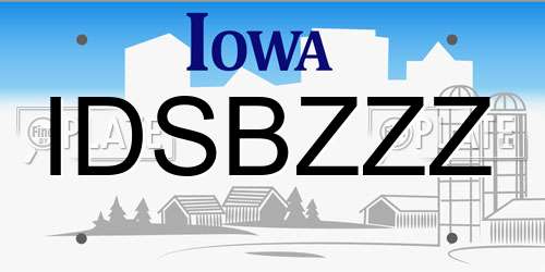 IDSBZZZ Iowa License Plate