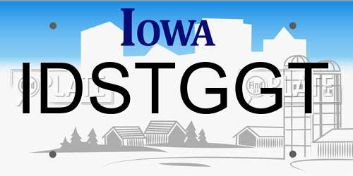 IDSTGGT Iowa License Plate