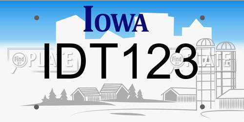 IDT123 Iowa License Plate