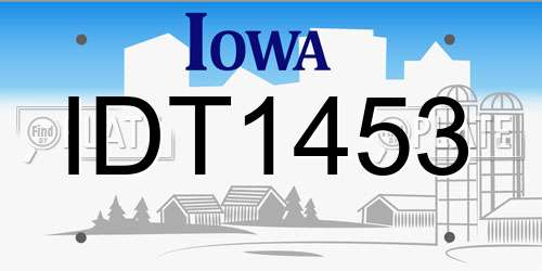 IDT1453 Iowa License Plate