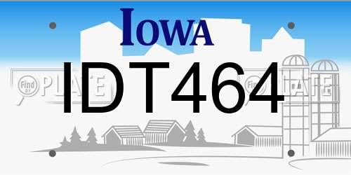 IDT464 Iowa License Plate
