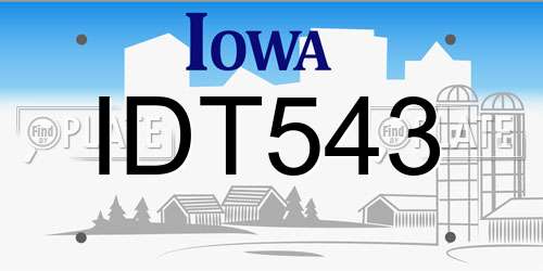 IDT543 Iowa License Plate
