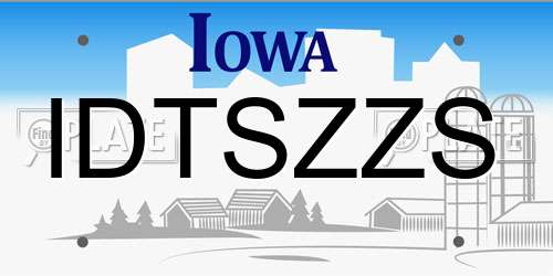 IDTSZZS Iowa License Plate