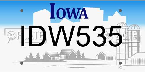 IDW535 Iowa License Plate