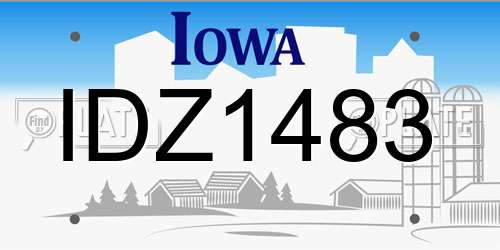 IDZ1483 Iowa License Plate