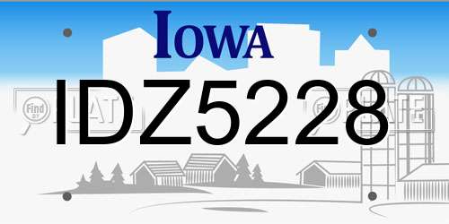 IDZ5228 Iowa License Plate