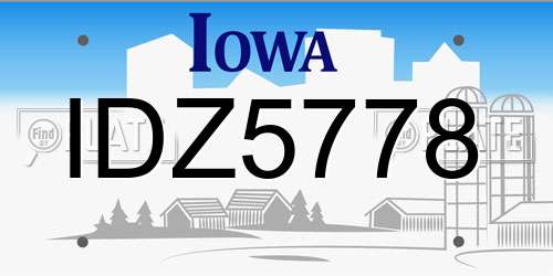 IDZ5778 Iowa License Plate