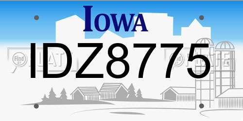IDZ8775 Iowa License Plate