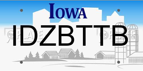 IDZBTTB Iowa License Plate