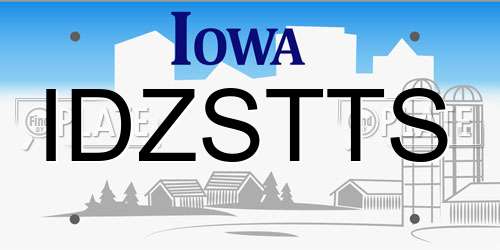 IDZSTTS Iowa License Plate