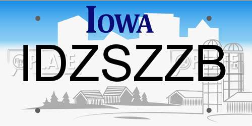 IDZSZZB Iowa License Plate