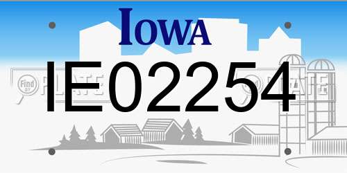 IE02254 Iowa License Plate