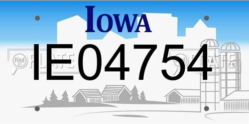 IE04754 Iowa License Plate