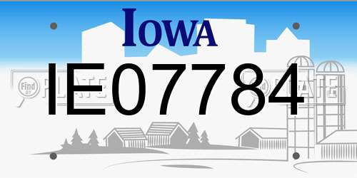 IE07784 Iowa License Plate