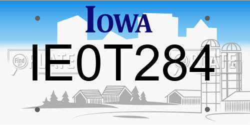 IE0T284 Iowa License Plate