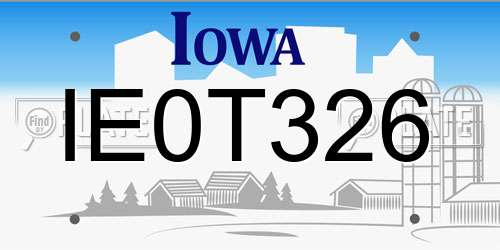 IE0T326 Iowa License Plate