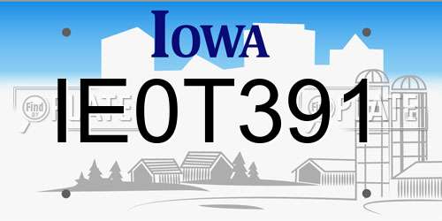 IE0T391 Iowa License Plate