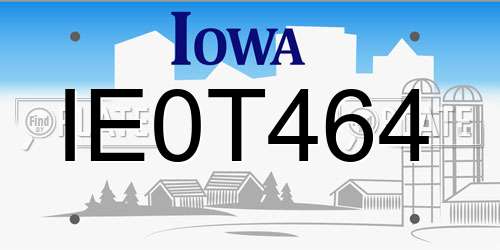 IE0T464 Iowa License Plate