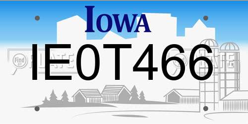 IE0T466 Iowa License Plate