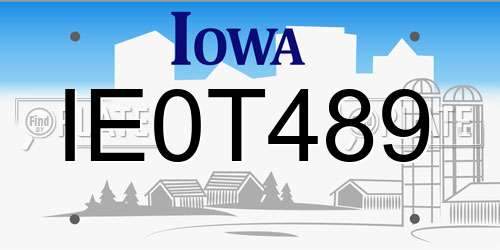 IE0T489 Iowa License Plate