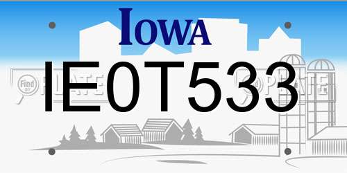 IE0T533 Iowa License Plate