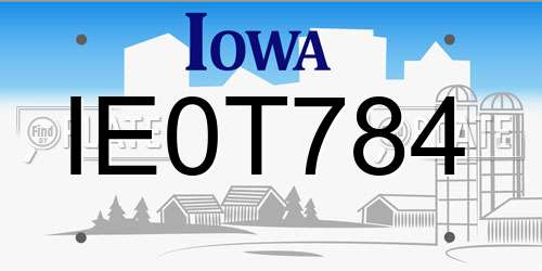 IE0T784 Iowa License Plate