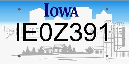IE0Z391 Iowa License Plate