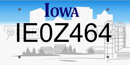 IE0Z464 Iowa License Plate
