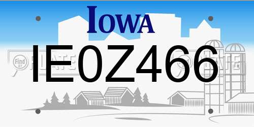 IE0Z466 Iowa License Plate
