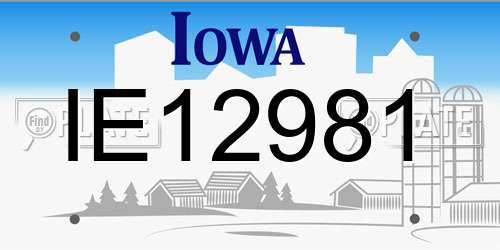 IE12981 Iowa License Plate
